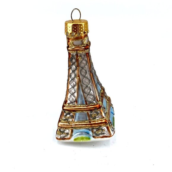 Unique Treasures Paris Effiel Tower Christmas Ornament Blown Glass 3" Tall - Picture 3 of 6